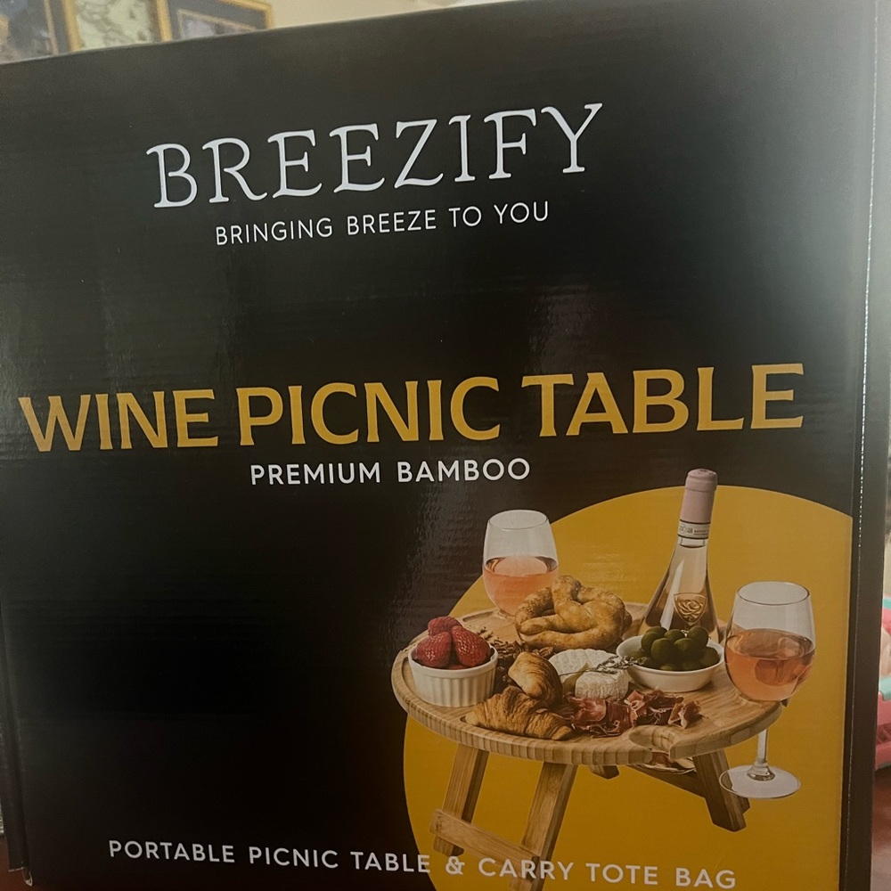 Bamboo Wine Charcuterie Picnic Table